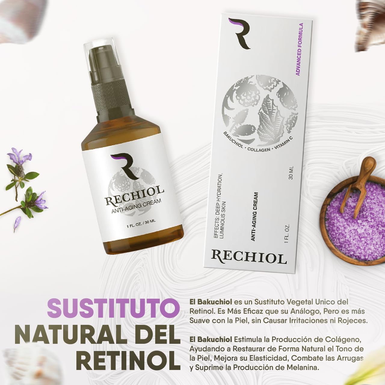 Crema Facial Rechiol Antienvejecimiento Hidratante y Rejuvenecedora