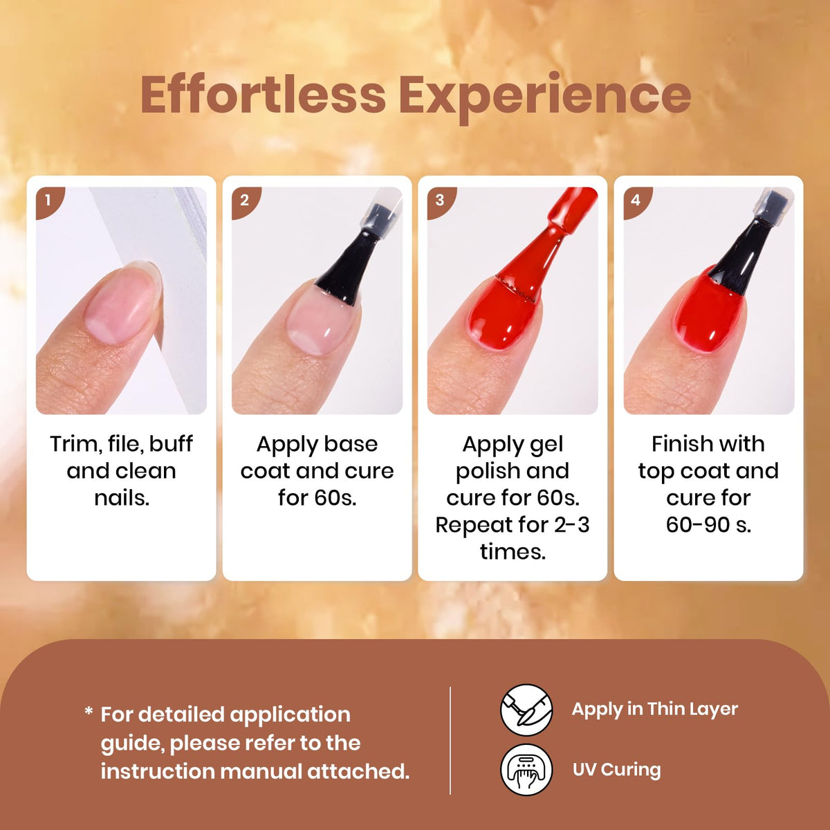 Beetles Gel Polish Nude Marrón, Set de 6 Colores con Glitter UV LED Pro