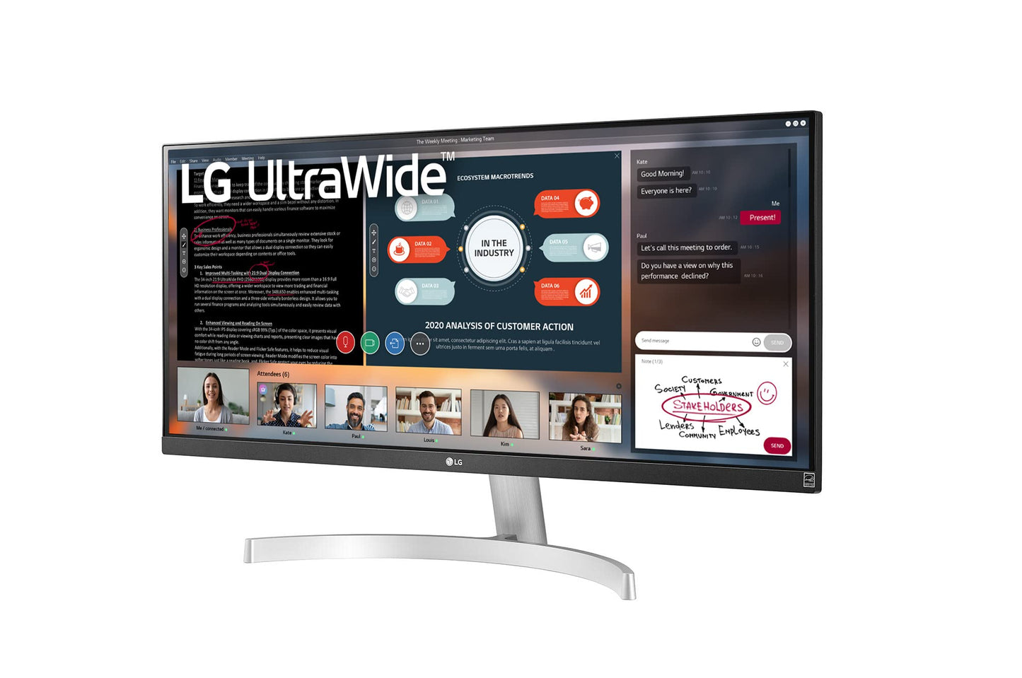 LG 29WN600-W Monitor de computadora Ultra Ancho de 29 Pulgadas, visualización IPS WFHD con HDR10 (Plateado)