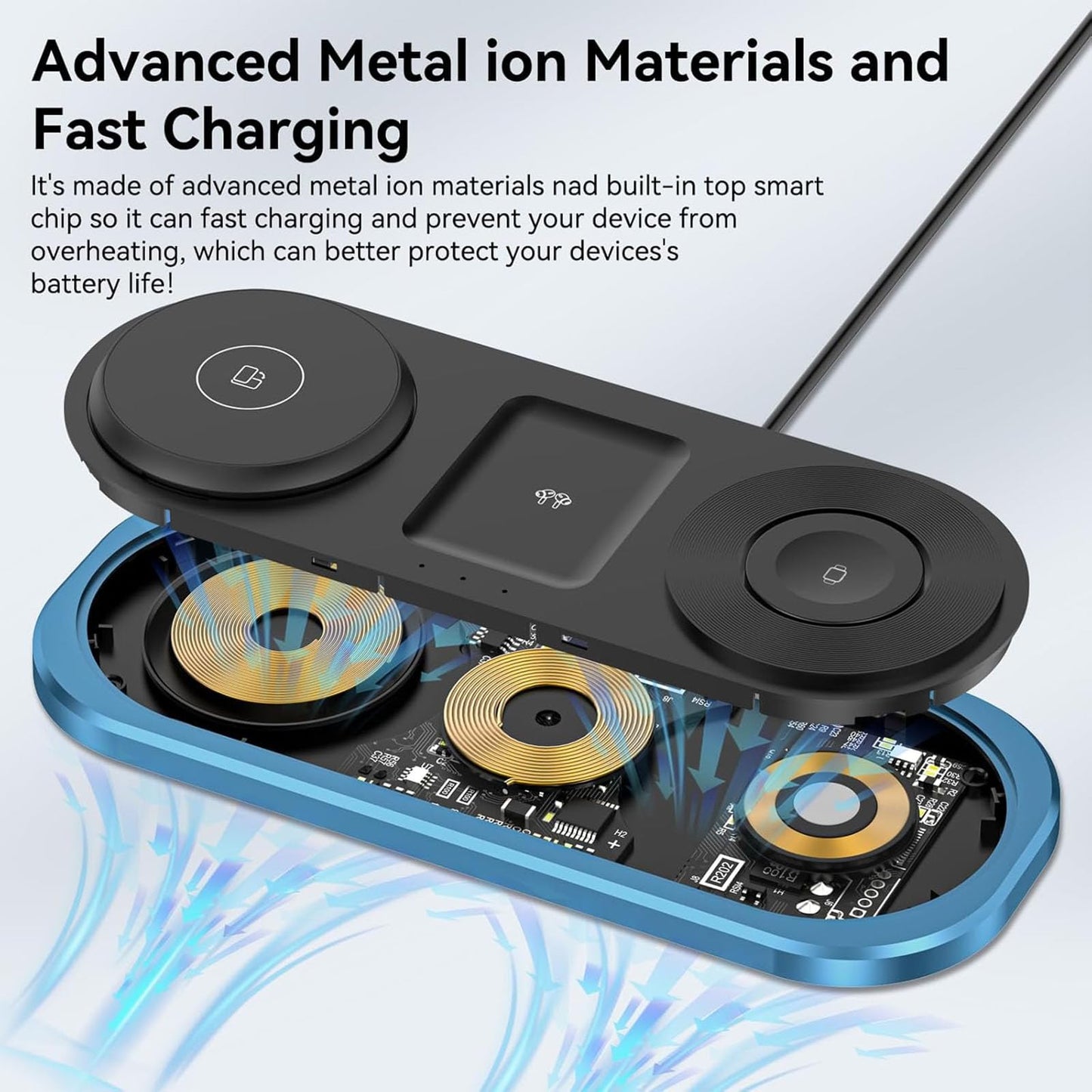 Cargador inalámbrico 3 en 1, estación de Carga magnética Plegable para Magsafe para iPhone 16/15/14/13/12/Pro MAX/Pro/Mini/Plus, Apple Watch 10/9/8/7/SE/6/5/4/3/2/1/Ultra2/Ultra, AirPods pro/2/3/4
