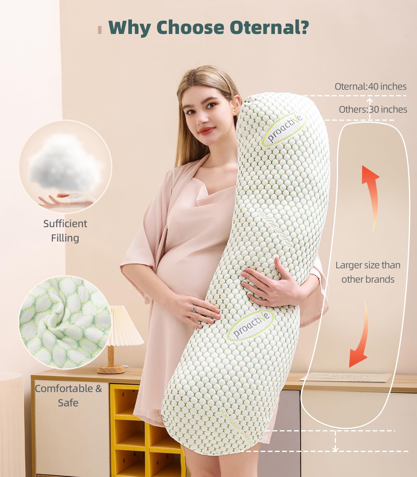 Almohada de Embarazo Suave con Funda Desmontable y Ajustable para Mujer