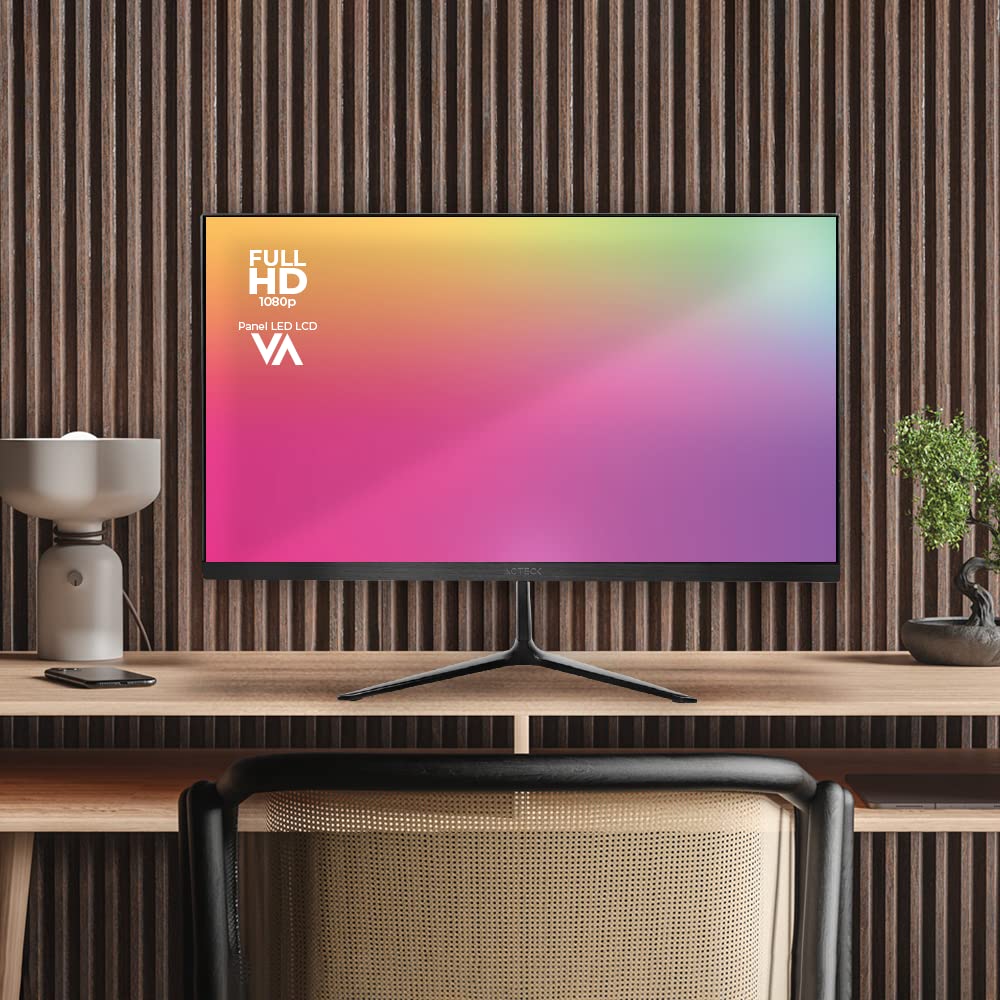 Acteck Monitor Plano 21.5" VA/Captive Vivid SP215 / FHD / 75Hz / 5ms / 1xVGA / 1xHDMI / Vesa 100x100mm / Negro