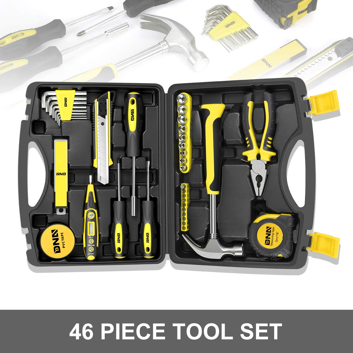 DNA MOTORING Juego de 46 piezas de herramientas para el hogar (TOOLS-00012)