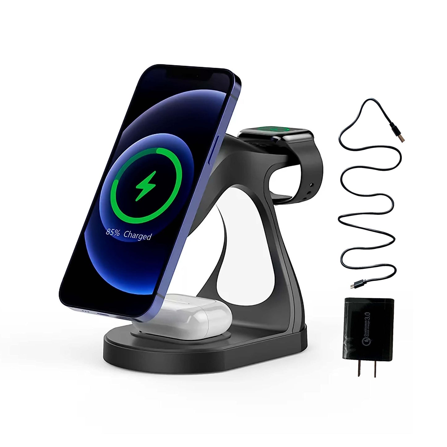 Klid Home Cargador Inalámbrico Magnético 4 en 1 con Lámpara LED – Base de Carga Rápida para Productos Apple – Estación Magsafe Compatible, Carga Segura y Ordenada