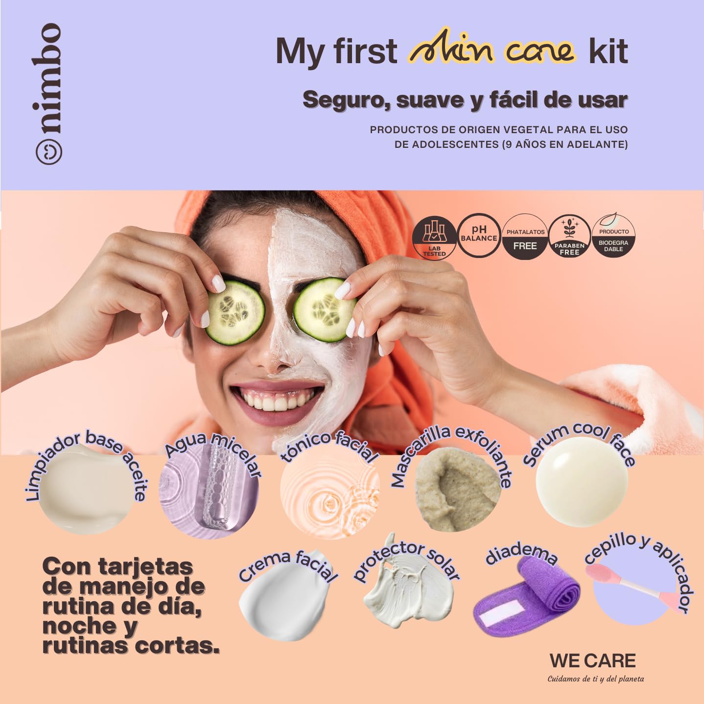 Kit de Skincare NIMBO Jojoba-Ginseng Lavanda para Pre-adolescentes y Adolescentes