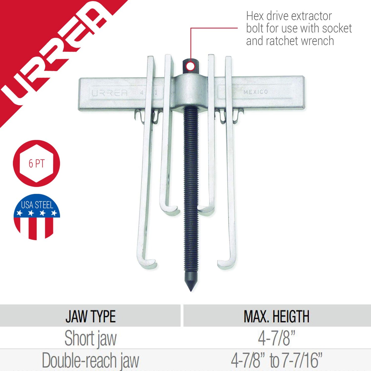 Juego Extractor Urrea 4232SJB 10Ton 8 Piezas Caja Metálica