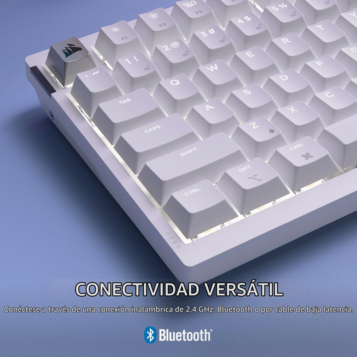Teclado mecánico inalámbrico Corsair K65 blanco RGB intercambiable para Mac y iPad