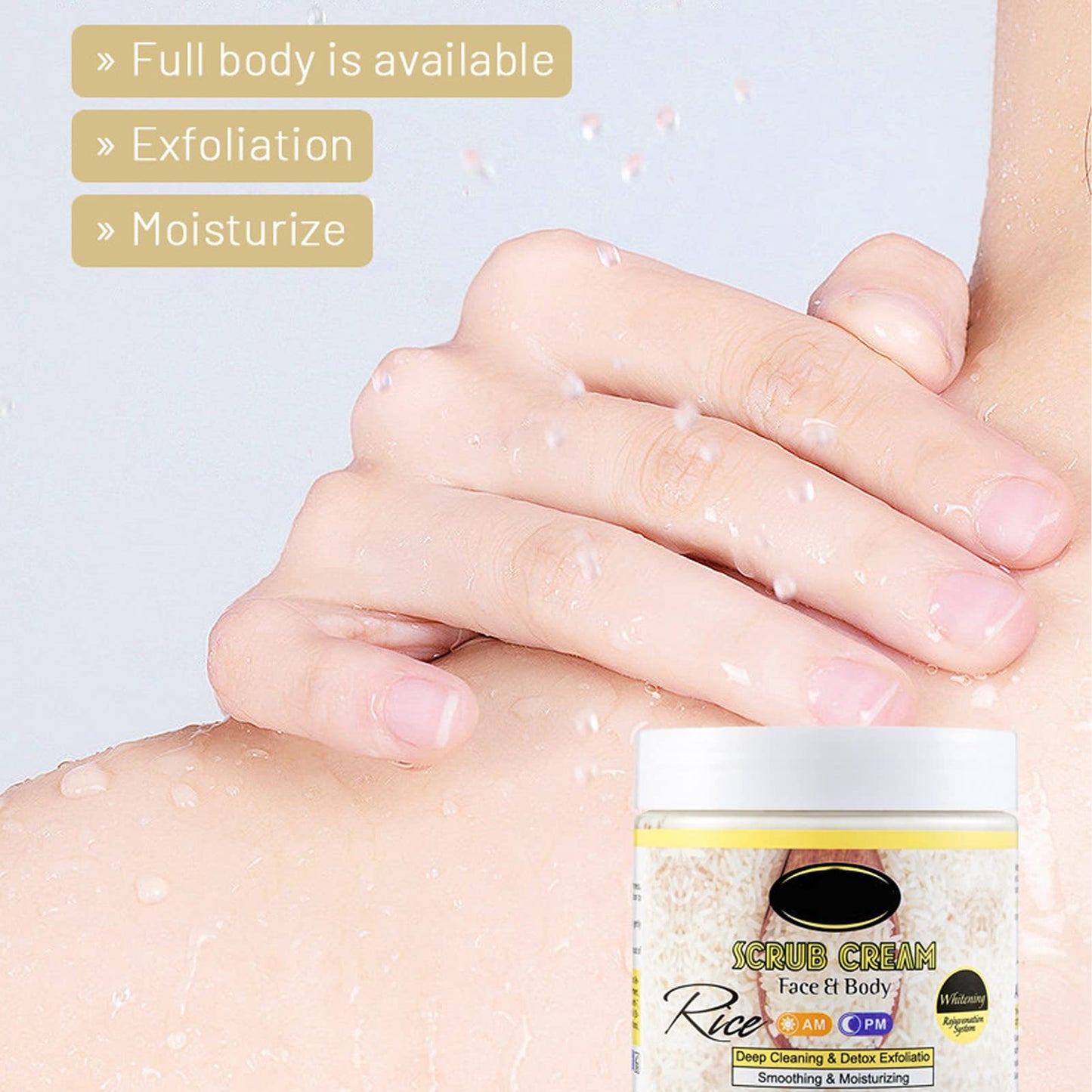 Exfoliante Corporal de Arroz Crema Suavizante para Aliviar la Sequedad