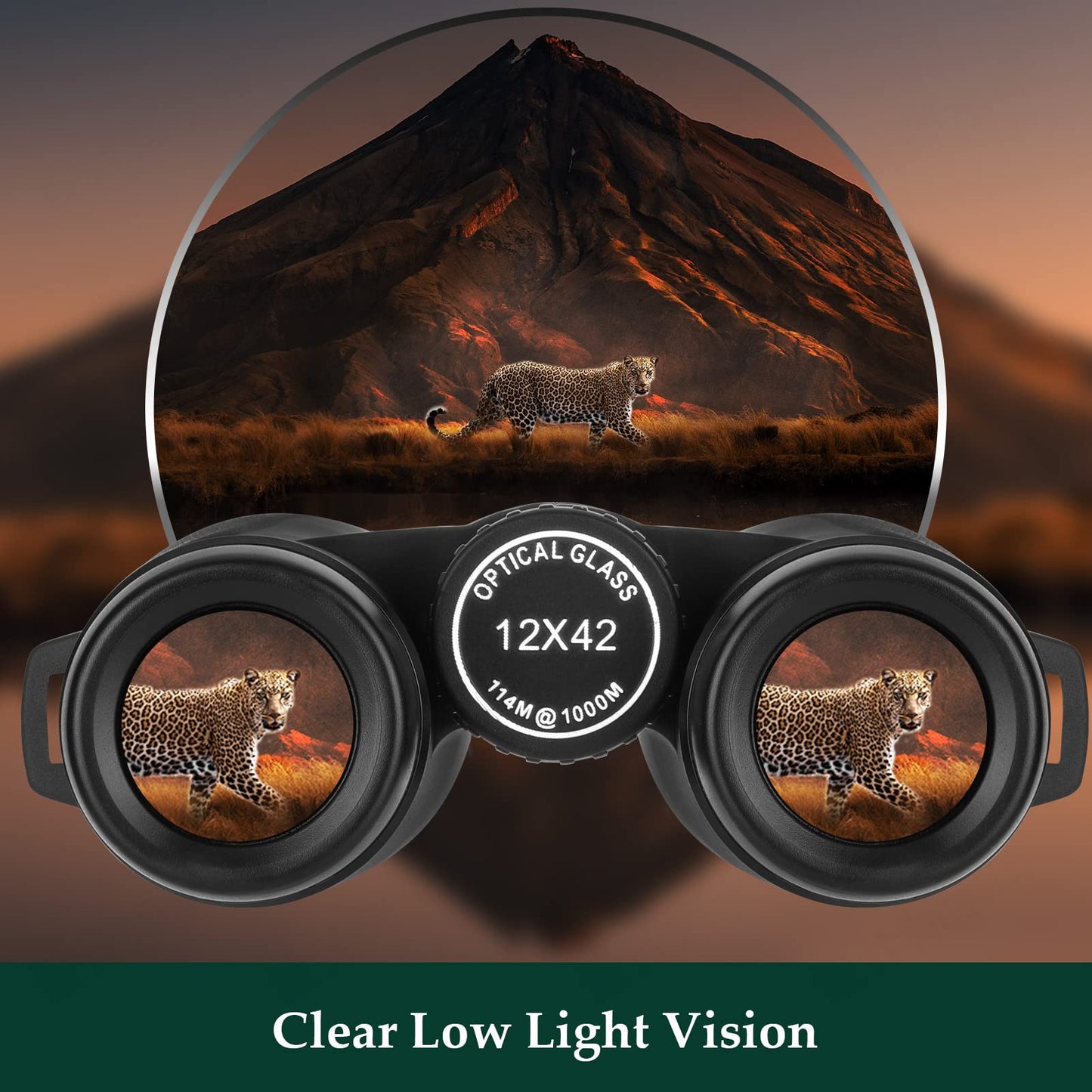 Adorrgon - Prismáticos HD de 12 x 42 pulgadas para adultos de alta potencia con adaptador de teléfono, trípode y adaptador de trípode, prismáticos de visión grande con visión clara con poca luz - Prismáticos para observación de aves y viajes de crucero