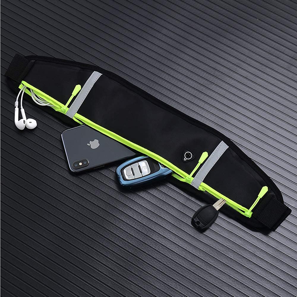 LonEasy Cinturón Reflectante para Correr, Bolso Impermeable de Cintura para Hombres y Mujeres con Conector para Auriculares - Ideal para Caminar, Ciclismo, Maratón