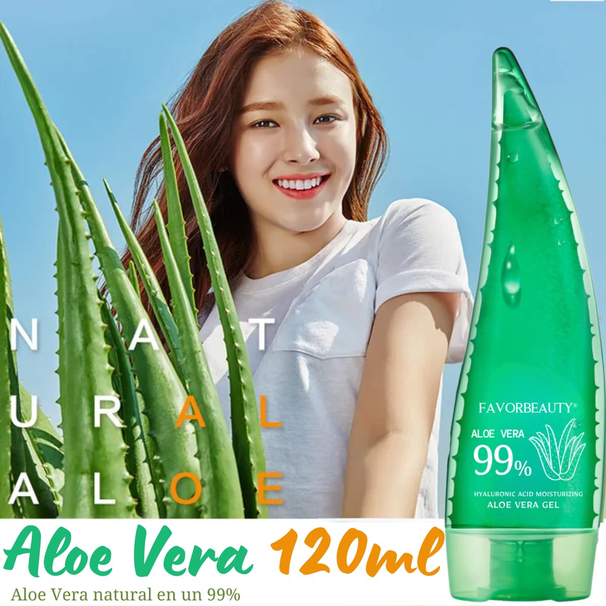 UNIVERSOENLÍNEA.COM Aloe Vera 99% Gel Sábila Hidratacion Facial Piel Blanqueamiento 120ml Elimina Irritación Calmante Natural Efecto Curativo Elimina Acne y Mejora Apariencia Textura Ligera