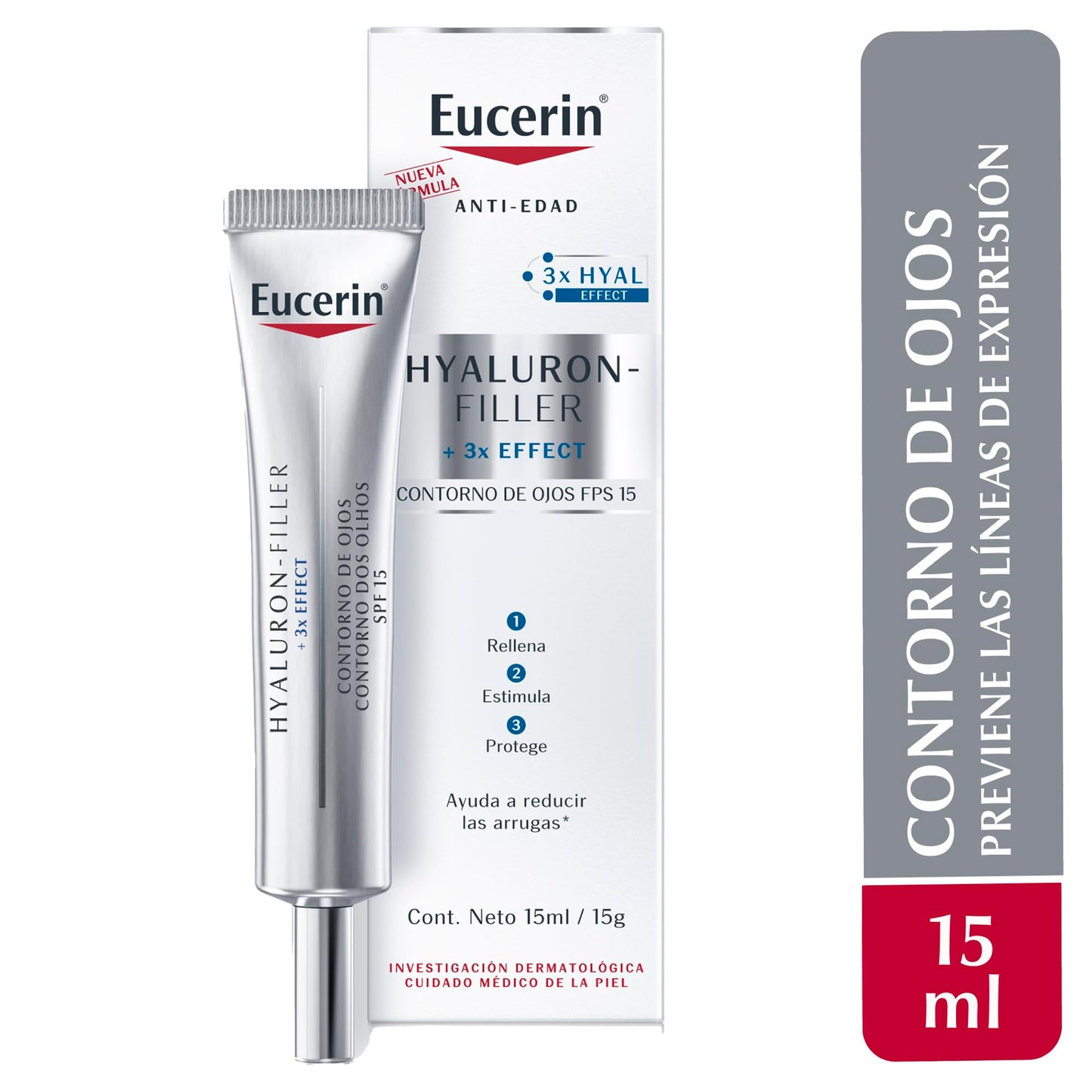 Eucerin Eucerin Hyaluron-filler Ojos Fps 15+ 15ml, color, 15 ml, pack of/paquete de