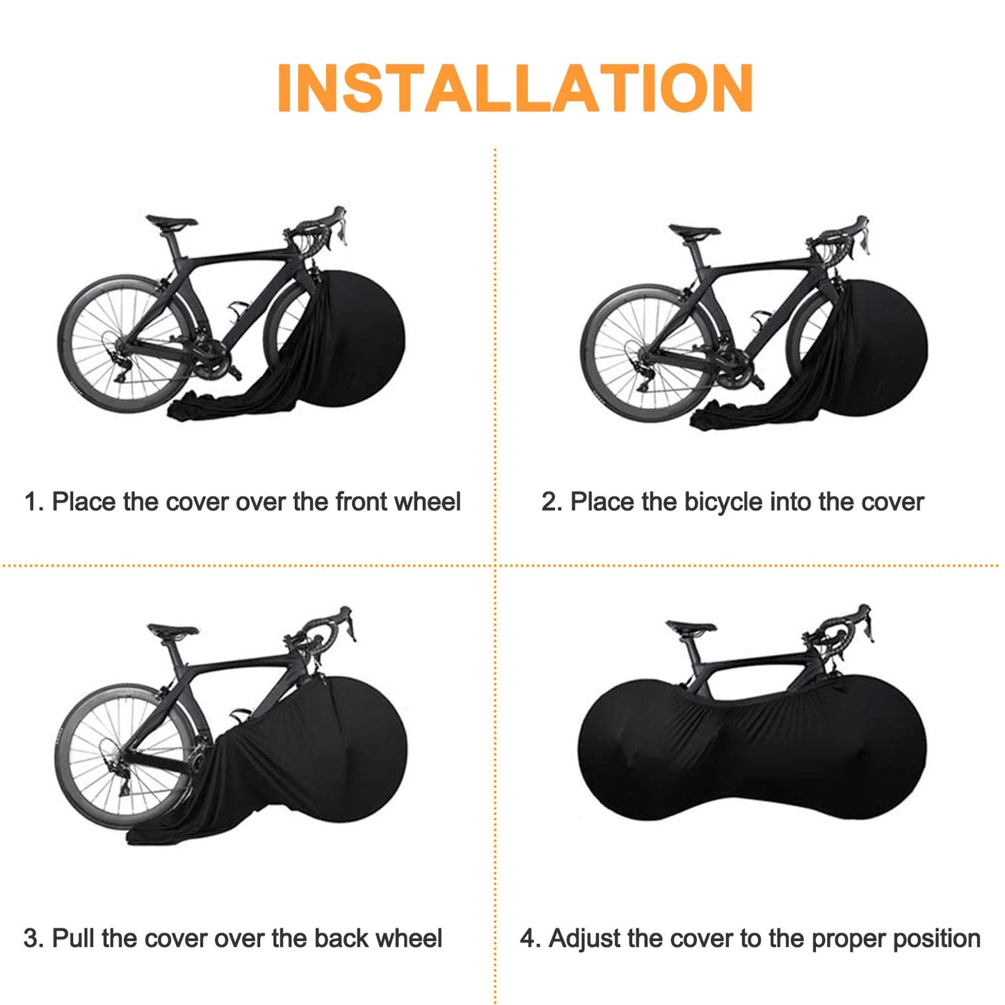 Cubierta de Bicicleta MOTLTECH Negro Alta Elasticidad a Prueba de Polvo para Interior