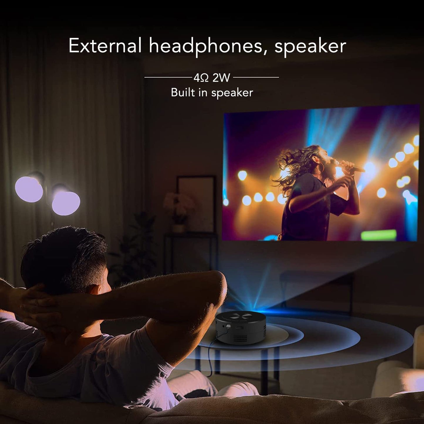 Banapoy Mini Proyector Portátil HD Para Películas en el Hogar - Compatible Con Teléfonos Inteligentes, Tabletas y Portátiles - LED