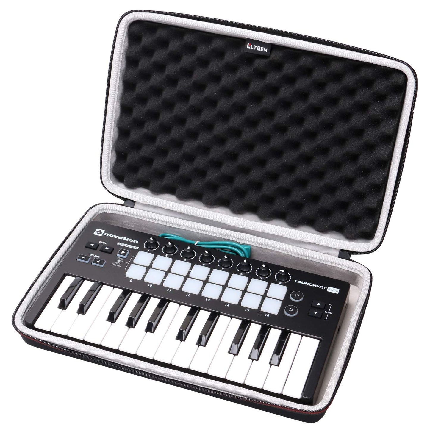 LTGEM - Funda rígida de EVA para Novation Launchkey Mini teclado USB MK2, driver de 25 notas, bolsa de almacenamiento protectora de viaje
