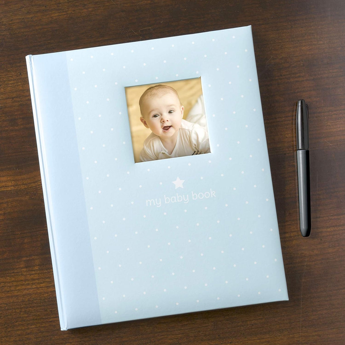 Álbum de Recuerdos My Baby Azul Claro con Lunares Día de Nacimiento para Padres Nuevos y Futuros