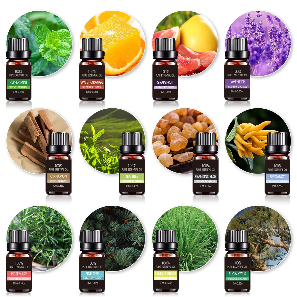 Aceites Esenciales VIDA4U 12 Piezas Naturales para Difusores y Humidificadores