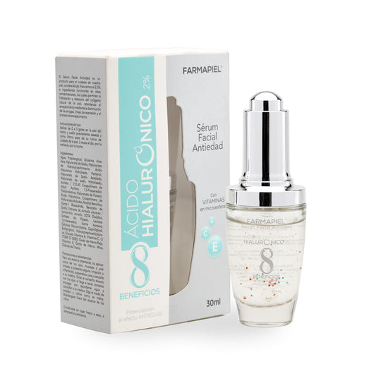 Farmapiel Sérum Ácido Hialurónico 30g | Suero Rejuvenecedor con Vitaminas A+C+E | Hidratación Profunda | Antiarrugas | Luminosidad y Reducción de Líneas de Expresión