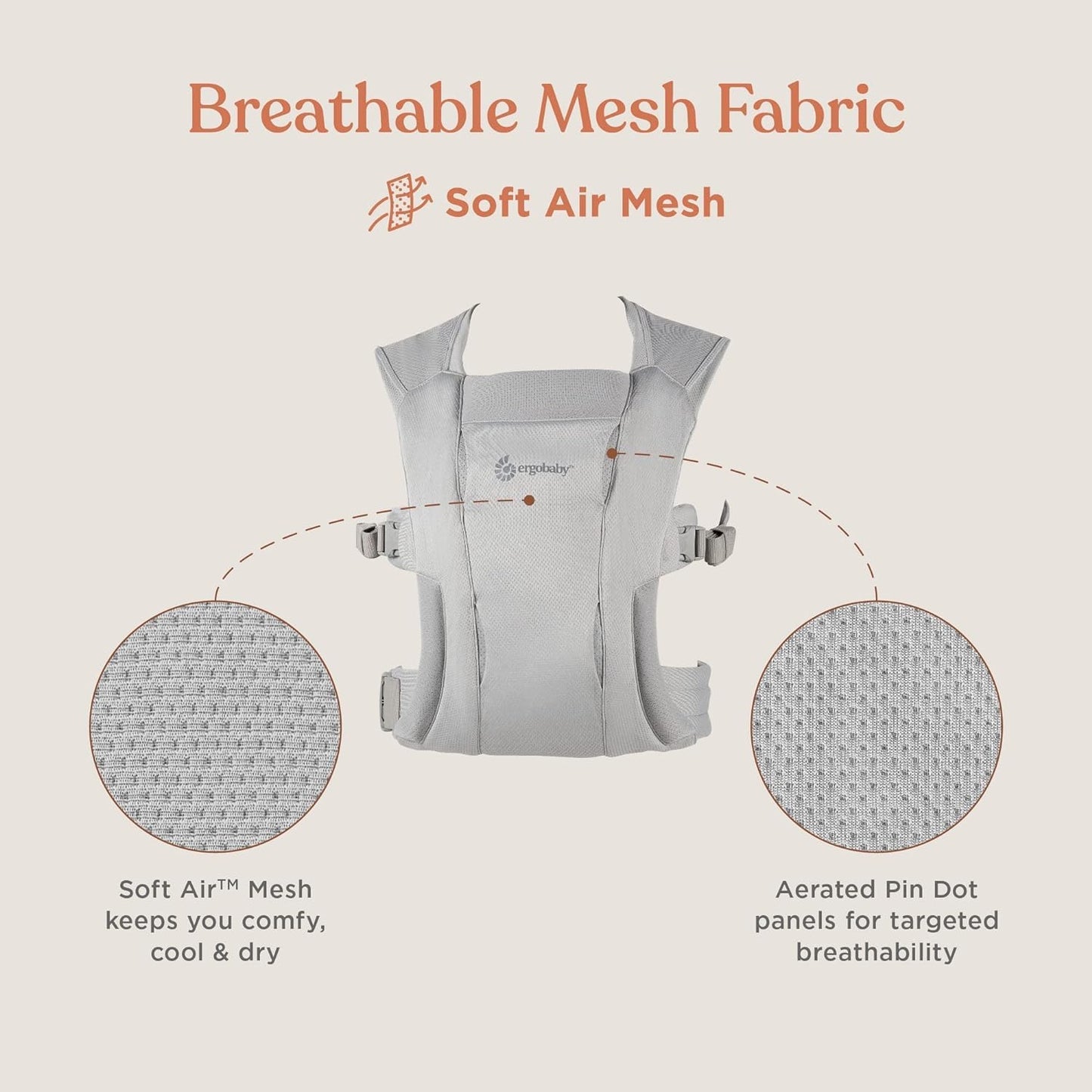 Envoltura Portabebés Ergobaby Azul Malla de Aire Suave para Recién Nacido