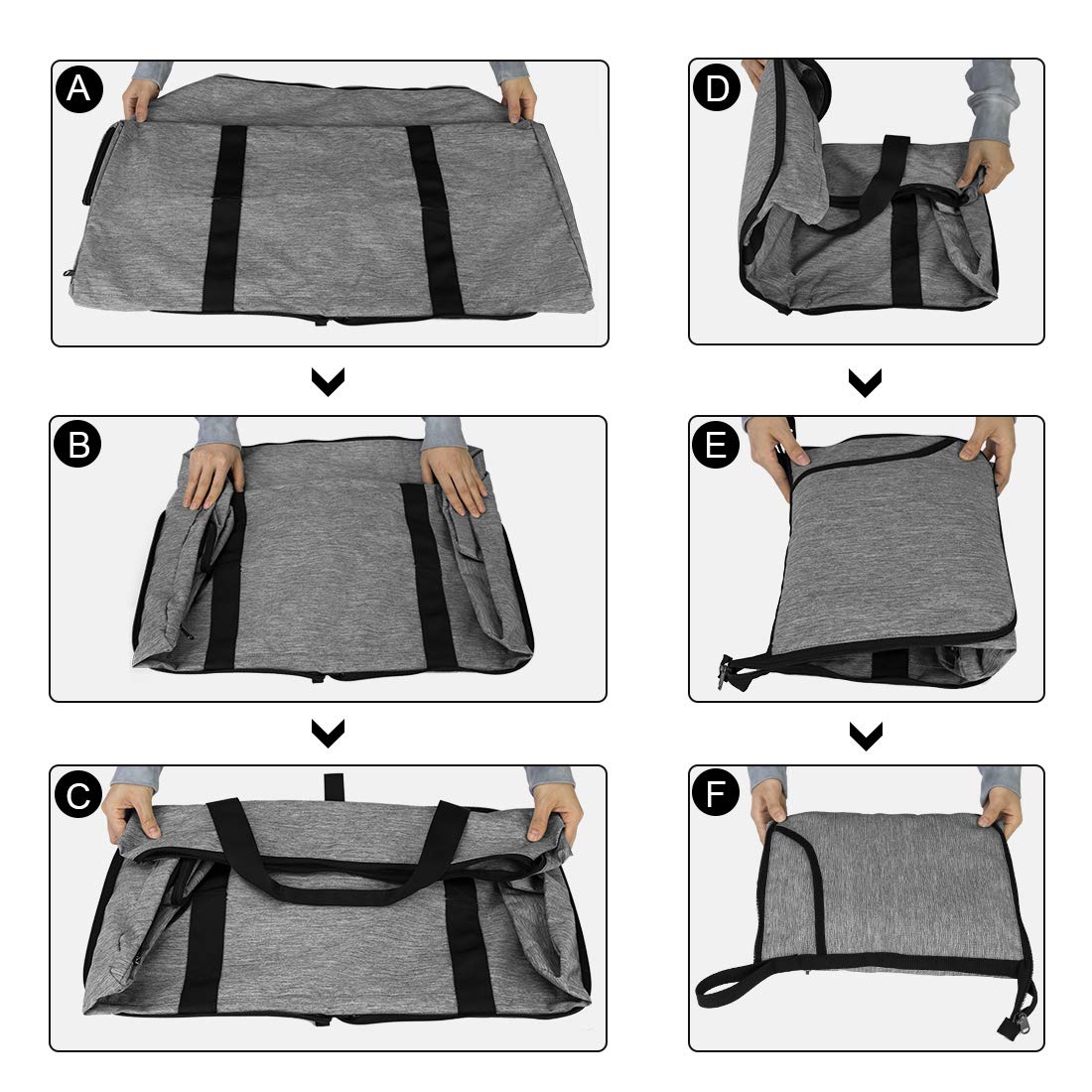 Bolsa de Viaje NEWHEY Gris Plegable Impermeable 65L con Compartimento para Zapatos para Mujer y Hombre