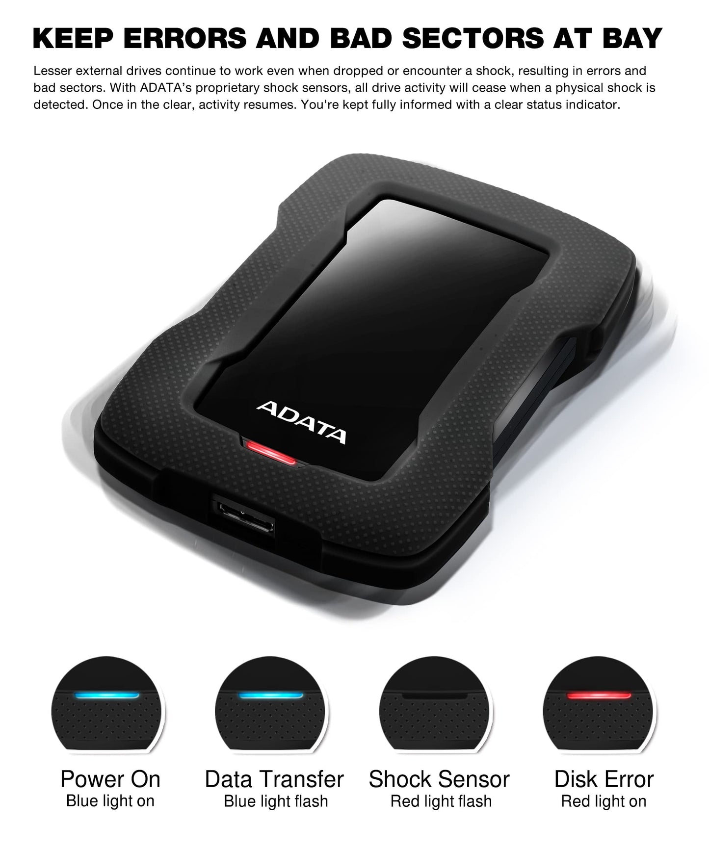 Disco Duro Externo ADATA Negro USB 3.1 Contra Polvo y Salpicaduras 1 TB
