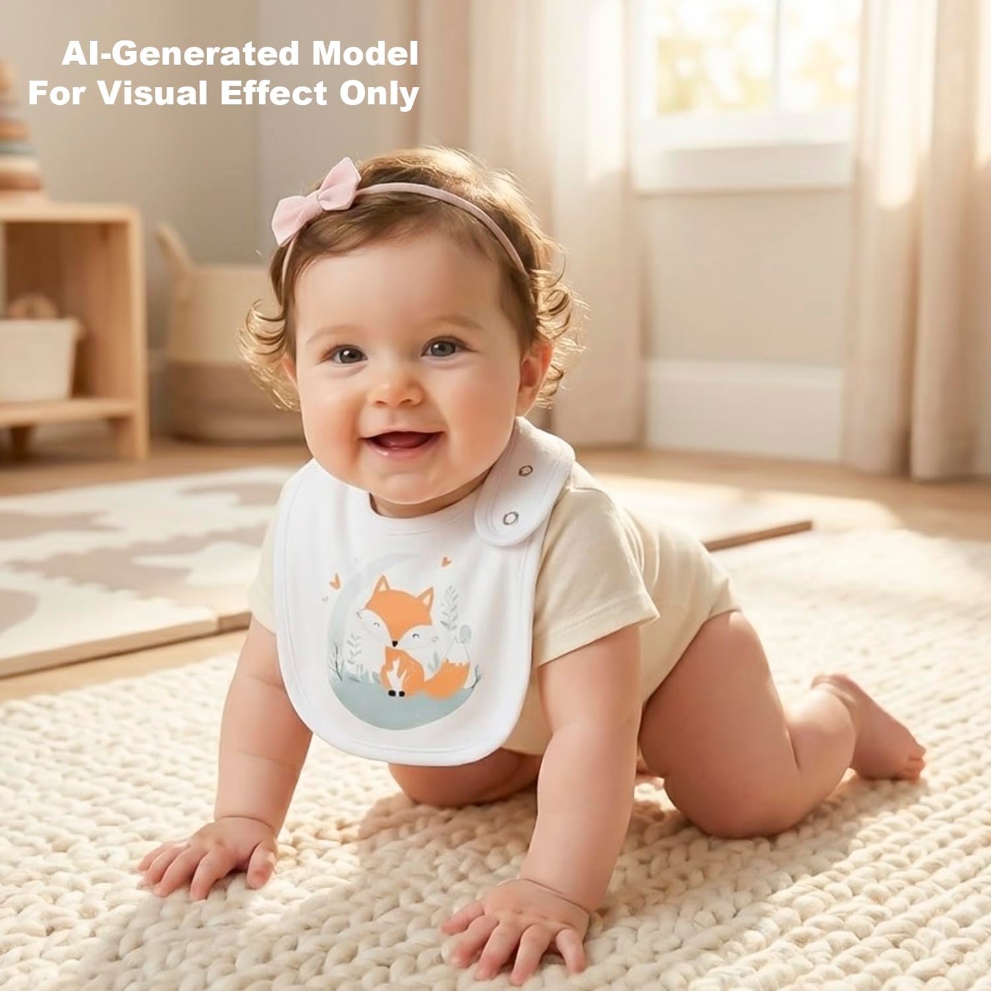Maiwa - Juego de 6 baberos para bebé, 100% algodón, impermeable, cierre a presión, diseño unisex para bebés y niñas, ideal para babear, dentición y alimentación, fácil de limpiar, artículos esenciales