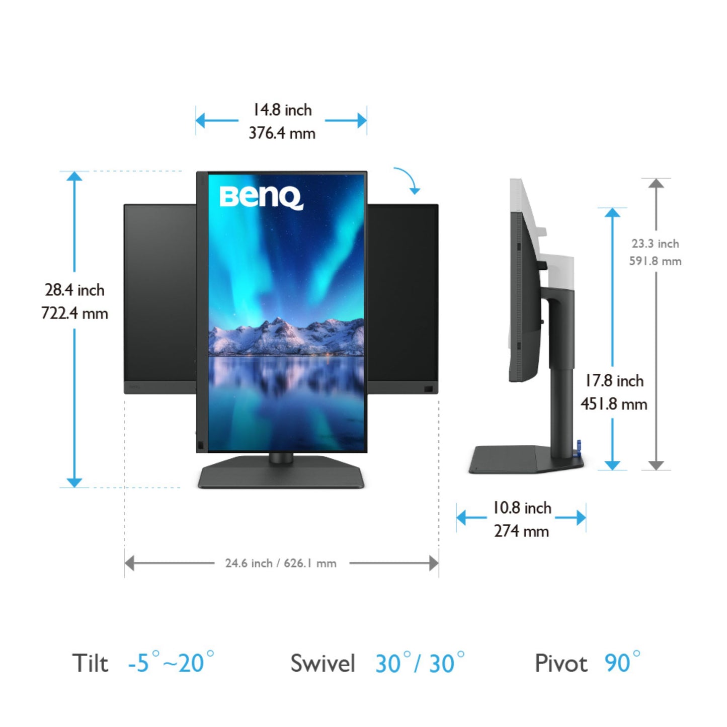 BenQ Monitor para Fotografía 2K 27 Pulgadas SW272Q IPS 99% Adobe RGB