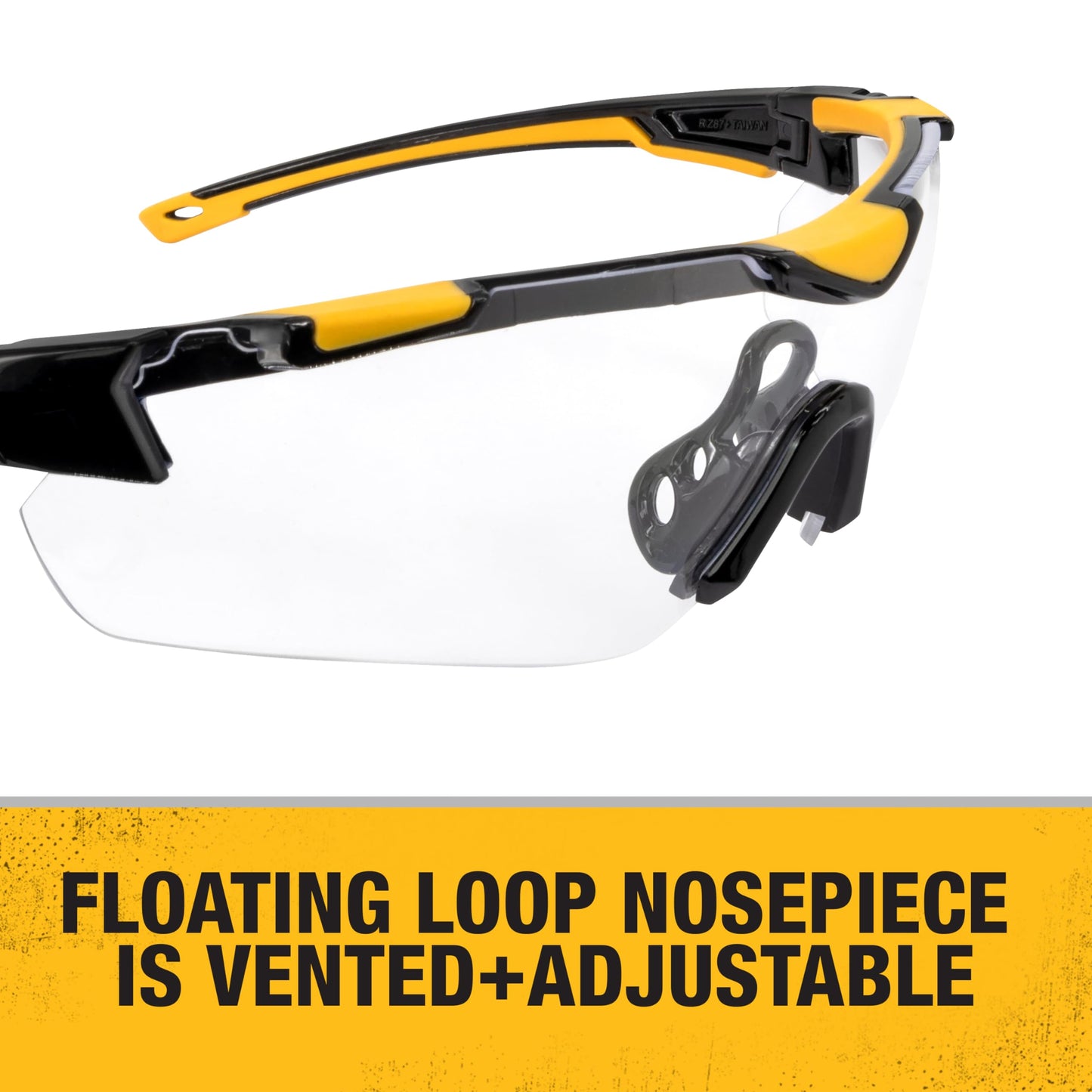 DEWALT DPG110 - anteojos protectoras unisex con marco de medio marco recortado, lente transparente de marco negro