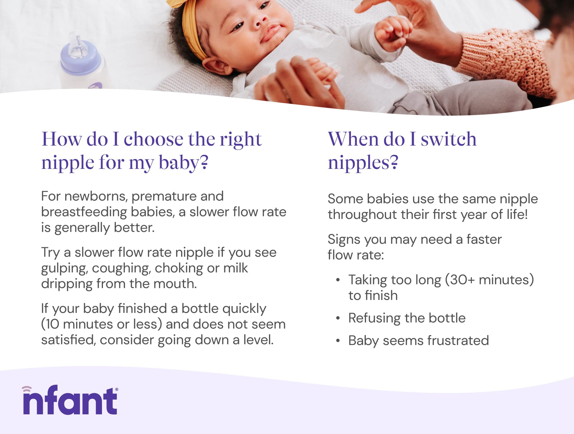 Pezón de Flujo Lento Infant Morado 6 ml/min Paquete de 4