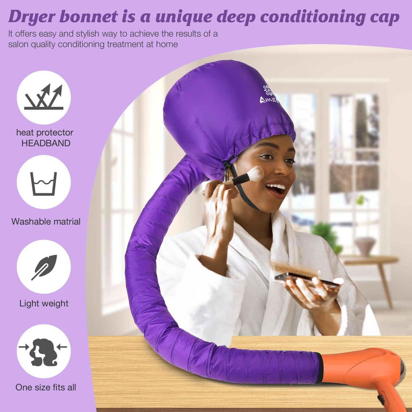 Accesorio para Secador de Pelo Extra Grande Morado Ajustable para Acelerar el Secado en Casa