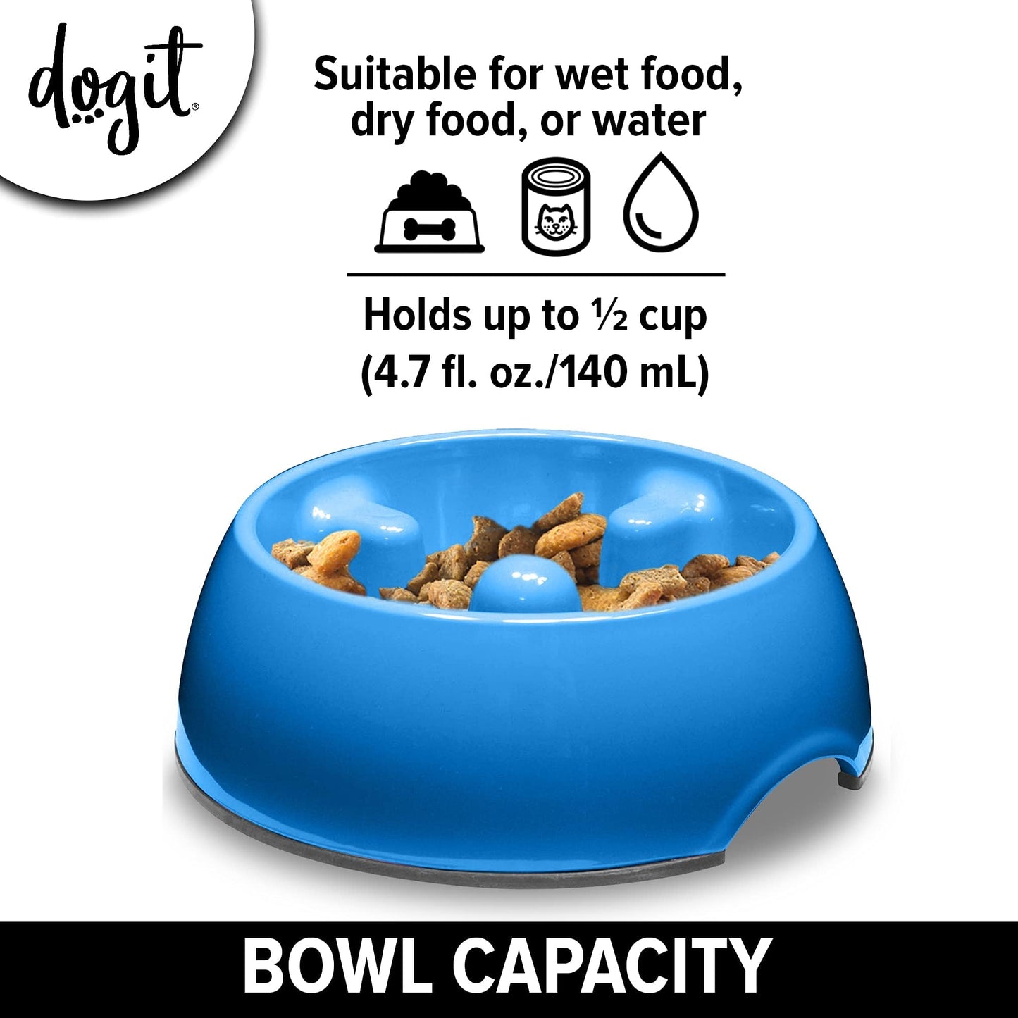 Hagen Dogit Go - Cuenco para Perro antigolosinas Lento para alimentación Lenta Apta para Alimentos húmedos o Secos, Talla XS, Azul