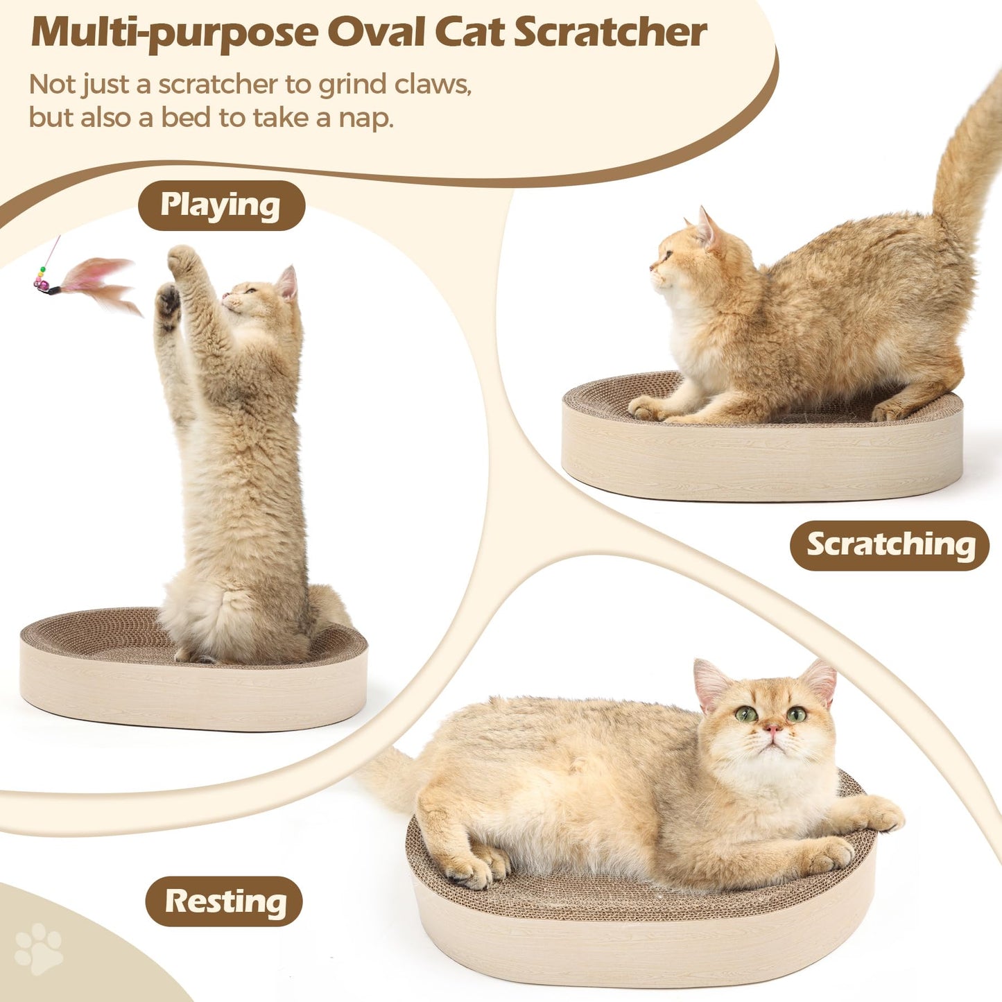 ComSaf Tabla De Rascar para Gatos - Rascador De Gatos para Gatos De Interior, Almohadilla para Raspar Gatos De Cartón Oval Cat Rascador Cama para Gatito, Durable Cat Scratcher Bowl Circle, P