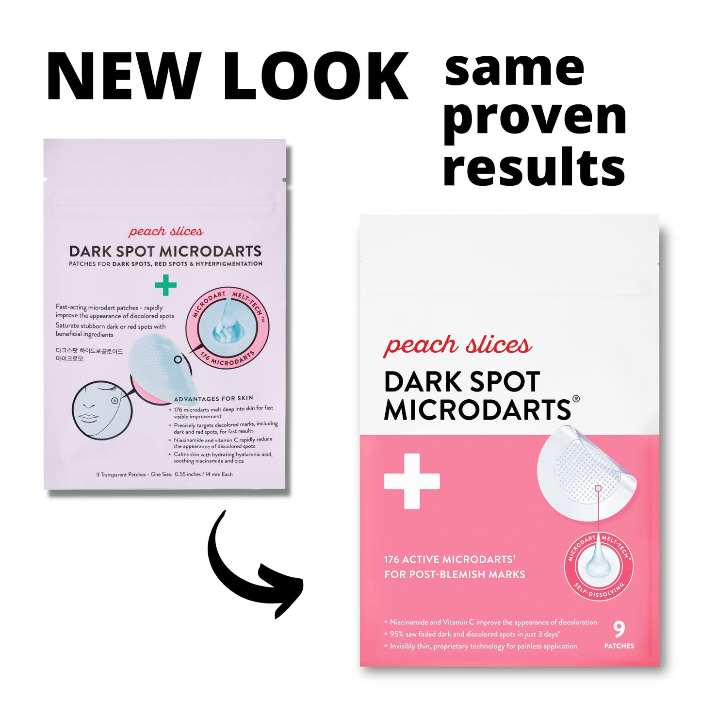 Peach Slices Dark Spot Micro Dardos | Para puntos oscuros, enrojecimiento postmanchado e hiperpigmentación | autodesoluble | niacinamida, vitamina C, ácido hialurónico y cíica | Vegano/libre de crueldad | 9 parches