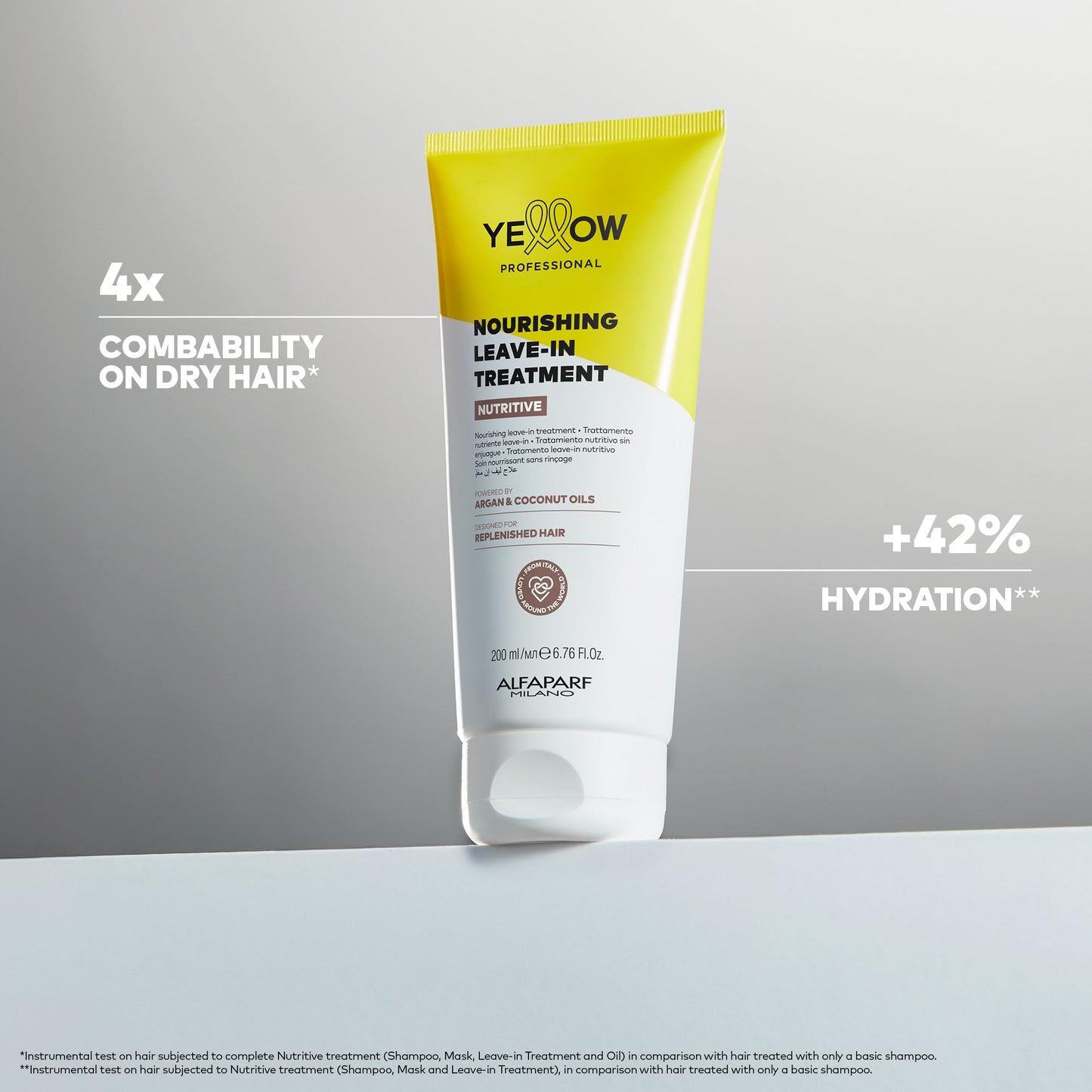 "Yellow Professional Nutritive Nourishing Leave-In Treatment 200 Ml - Tratamiento Nutritivo Sin Enjuague Para Cabellos Secos Potenciado Con Argan & Coconut Oils Concebido Para Cabello Rebosante" (Nuevo Modelo)