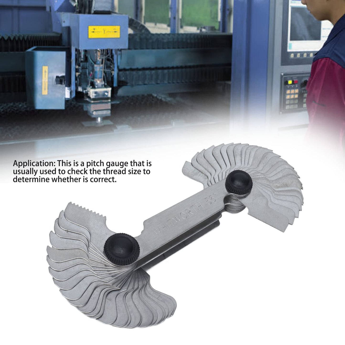 Medidor de Paso de Rosca Acero Inoxidable Plateado para Medición Industrial