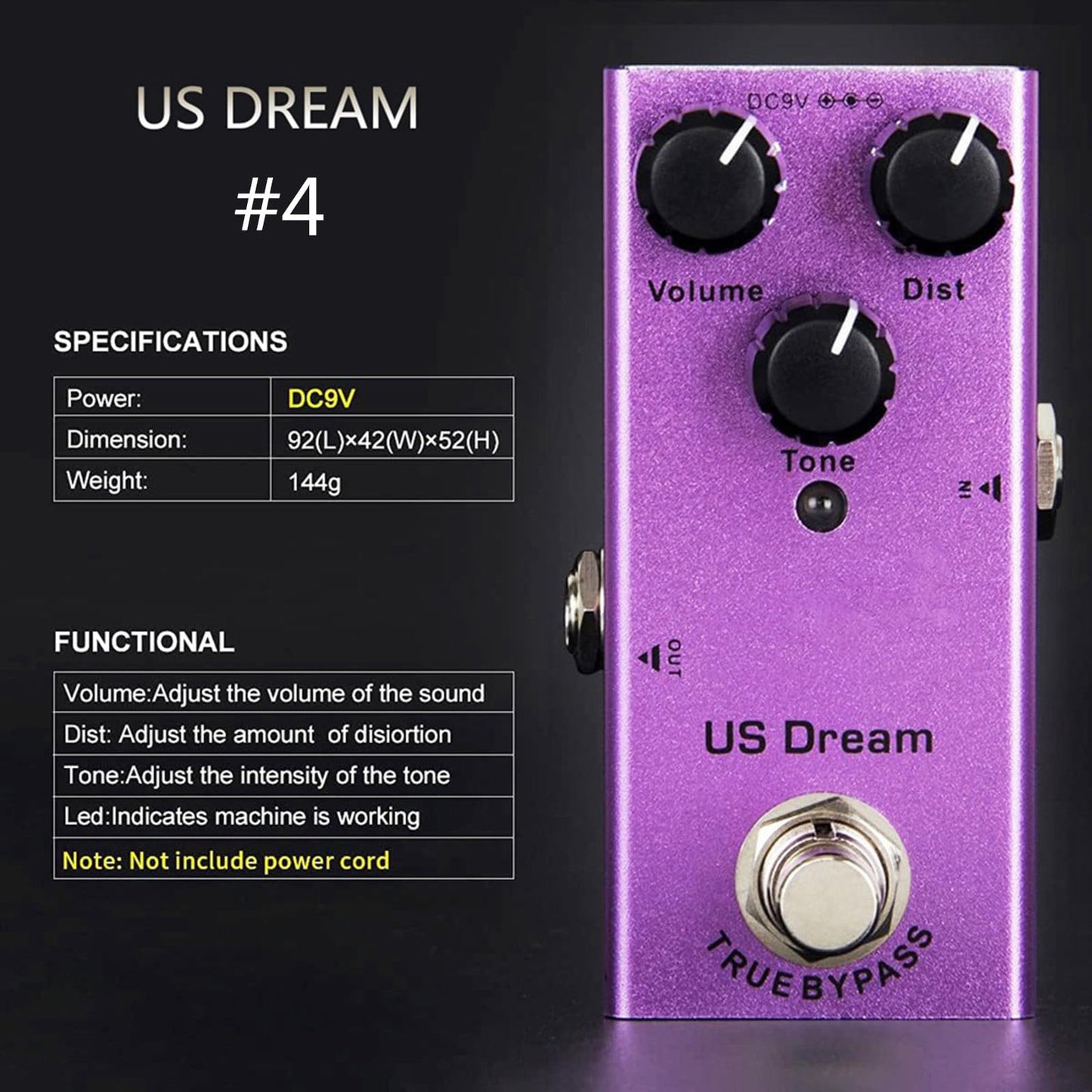 BIBABLYKE - Pedal de efectos de guitarra eléctrica clásico overdrive con chip de calidad y pedal de efecto de guitarra True Bypass sólido y fácil de transportar