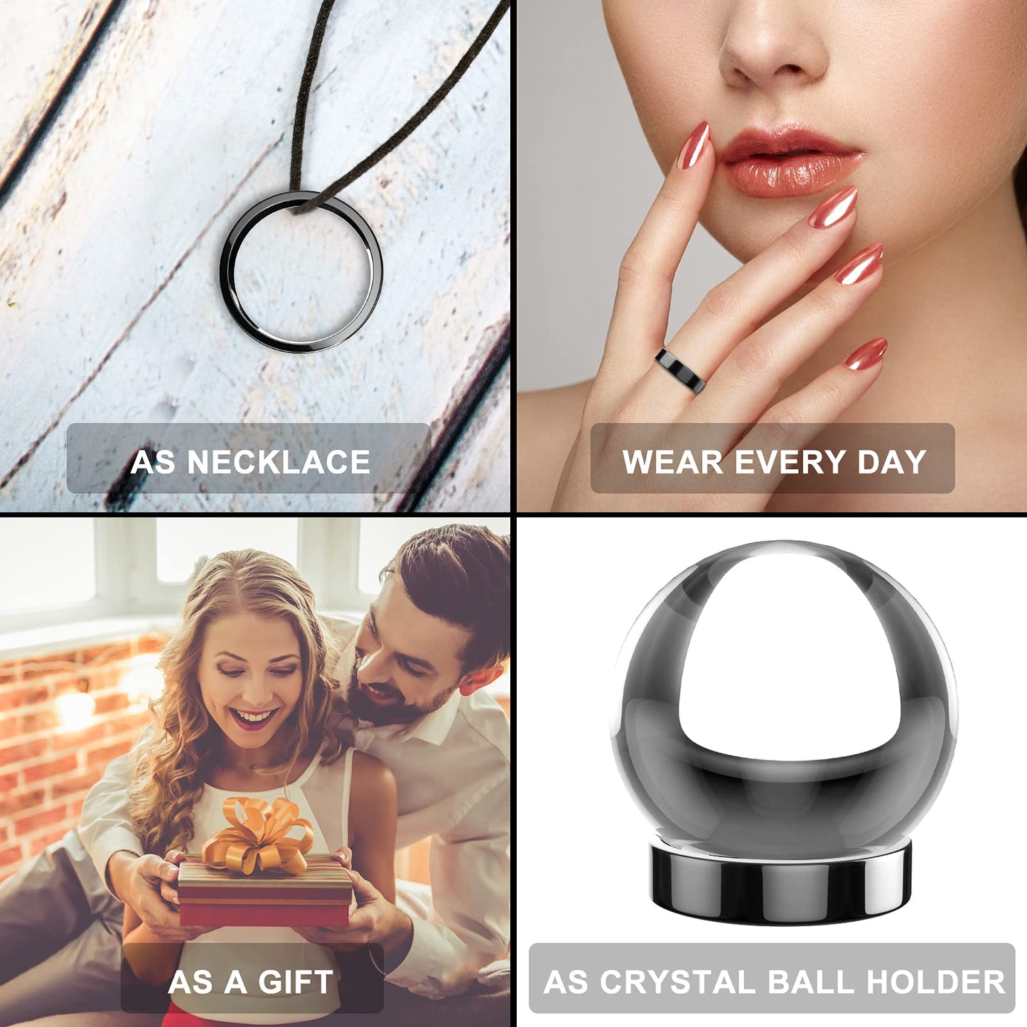 Anillo de Hematita Unisex Genuinas Piedras Magnéticas Curativas para Mujeres y Hombres