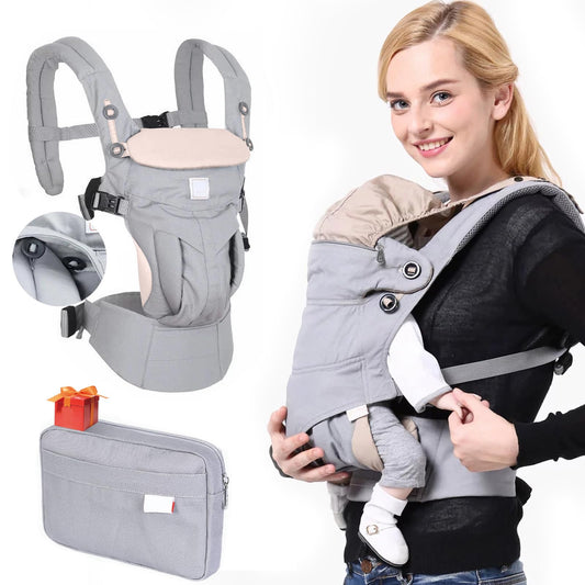 Mochila Portabebés Ergonómica Ajustable con Bolsa Almacenamiento y Sombrero Sol para Bebé de 0-36 Meses
