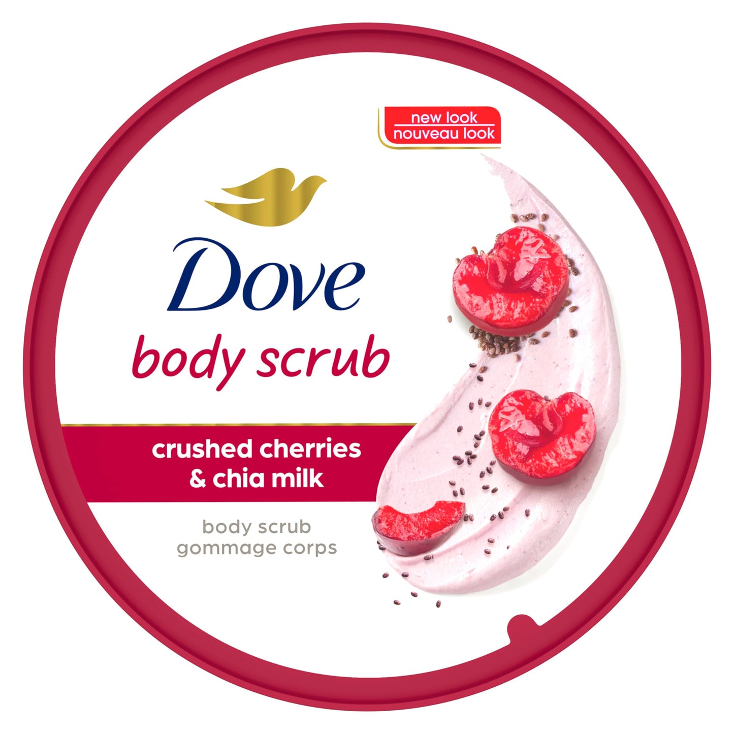 Exfoliante Corporal Dove Crushed Cherries & Chia Milk Con ¼ Crema Humectante Para Piel Revitalizada