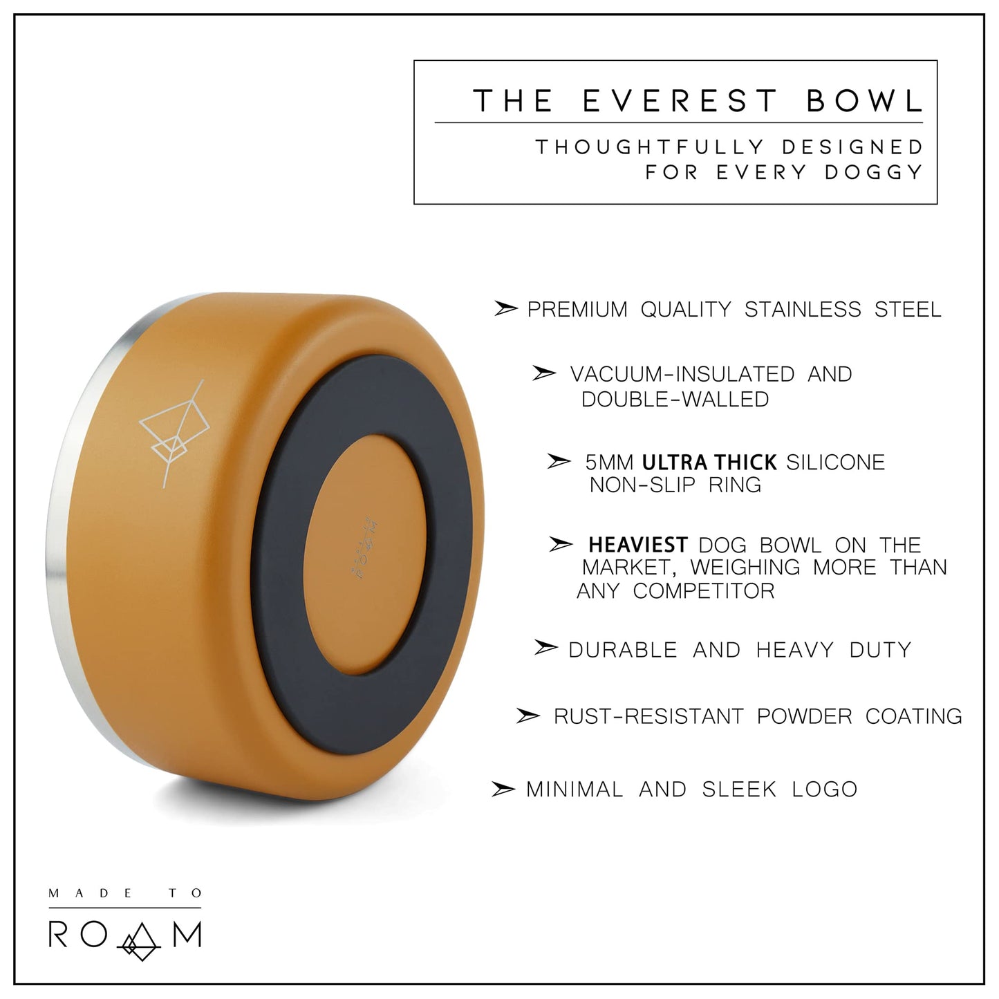 MADE TO ROAM Premium Everest Bowl – Cuenco de Acero Inoxidable de Doble Pared Aislado al vacío para Perro con Agarre Antideslizante (Michigan Autumn, 32 oz)