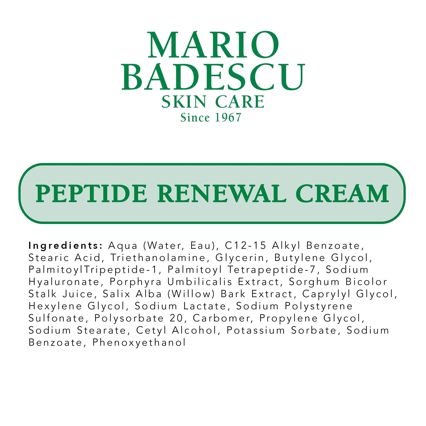 Mario Badescu Crema renovadora de péptidos para pieles mixtas, secas y sensibles | Crema facial antienvejecimiento formulada con palmitoil tripéptido-1 e hialuronato de sodio | 1 onza
