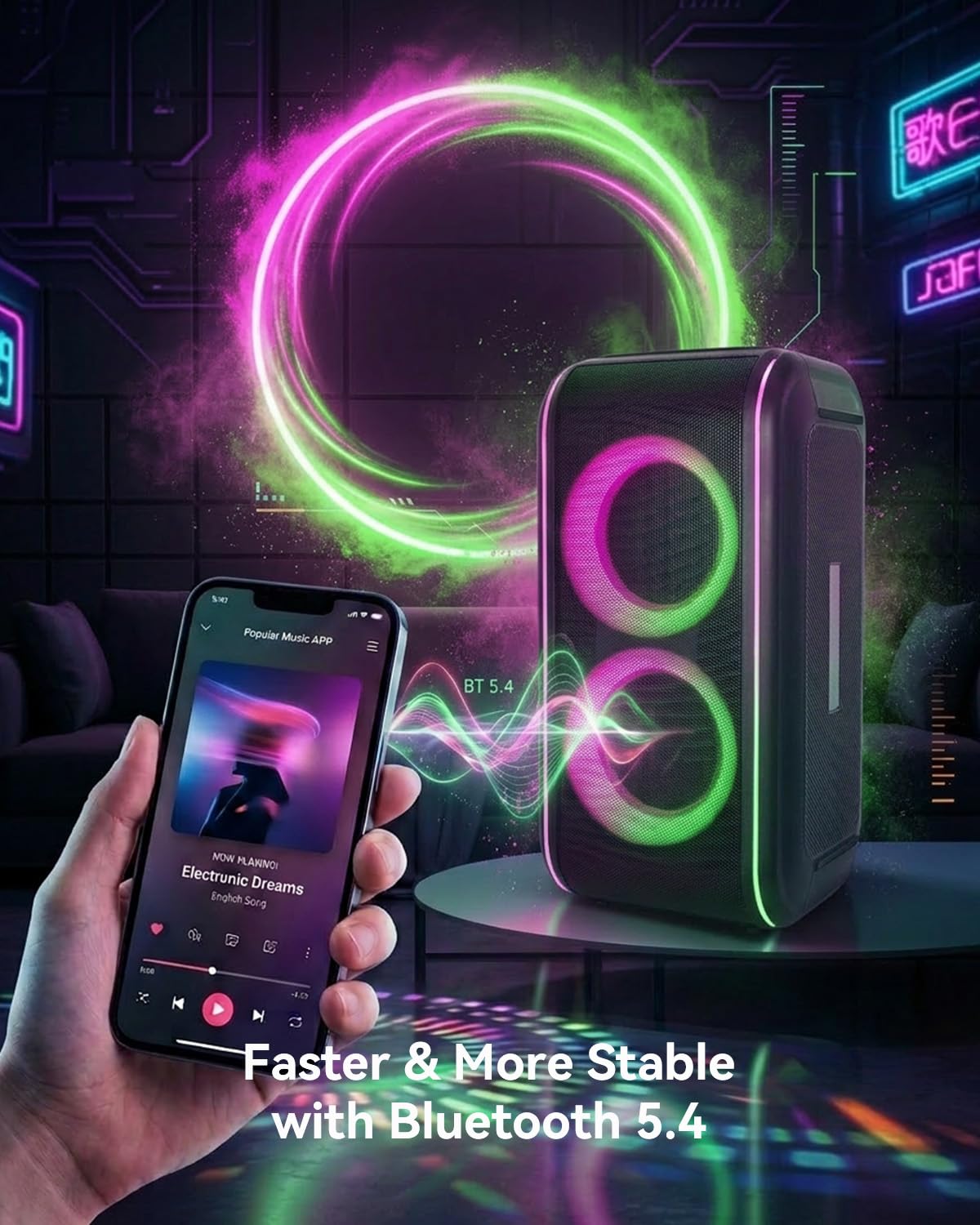 Máquina Karaoke GKD62 Azul Potente con Altavoz Bluetooth Portátil y Micrófonos para Adultos/Niños