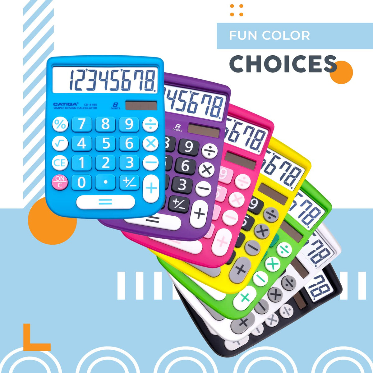 Calculadora CATIGA Solar Digital LCD Botones Grandes 8 Dígitos para Hogar, Oficina y Escuela