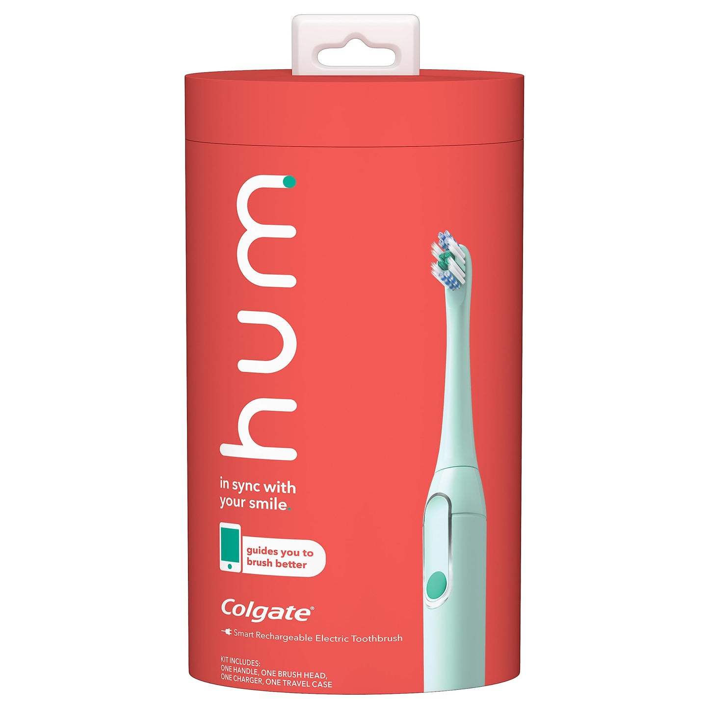 hum by Colgate Smart Electric Toothbrush Kit, Rechargeable Sonic Toothbrush with Travel Case & Bonus Replacement Brush Head, Teal