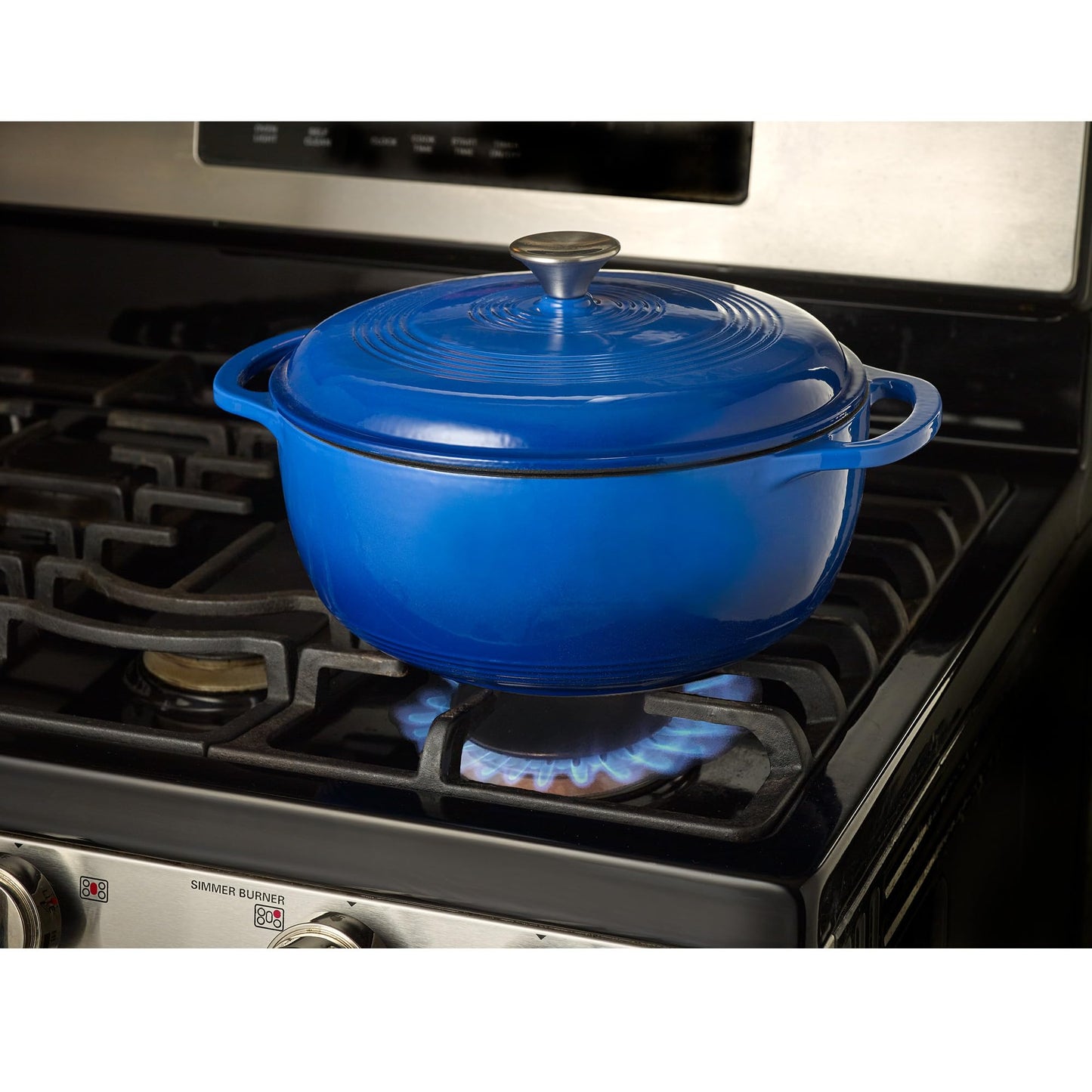Mercer Culinary Horno holandés redondo de hierro fundido esmaltado, 6 cuartos de galón, azul marino
