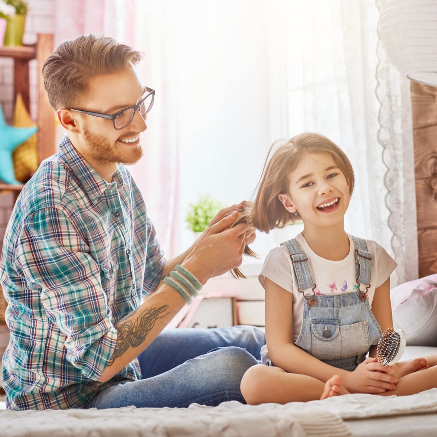 Paquete de 100 Ligas Elásticas para Cabello en Color Claro: Scrunchies Sin Costura de Algodón para Coleta y Niñas - Accesorios de Pelo Profesionales