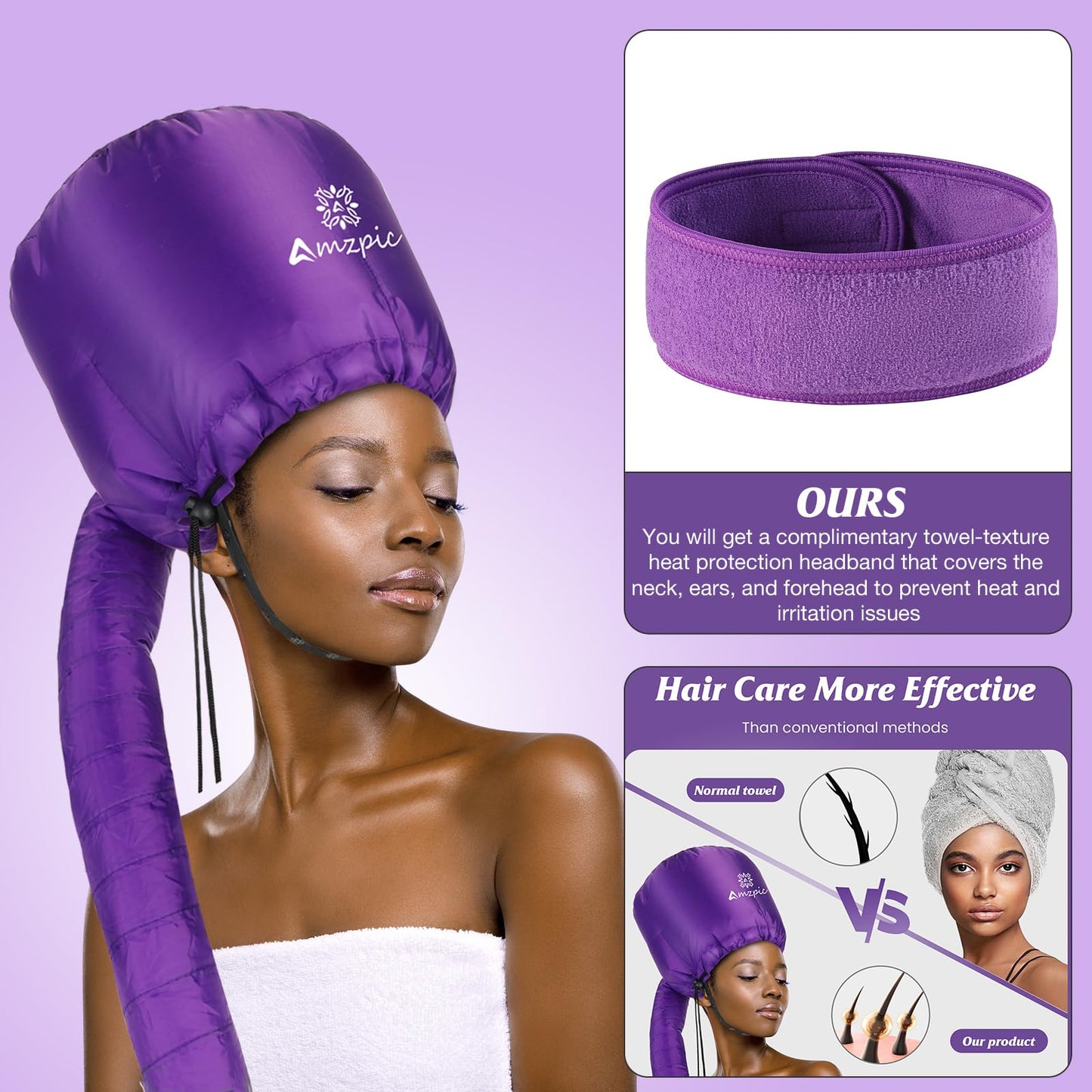 Accesorio para Secador de Pelo Extra Grande Morado Ajustable para Acelerar el Secado en Casa