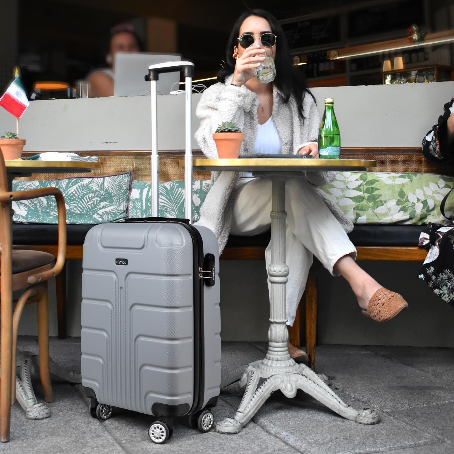 Maleta de Viaje Rumbo Gris Plata Resistente con 4 Ruedas y Candado de Seguridad