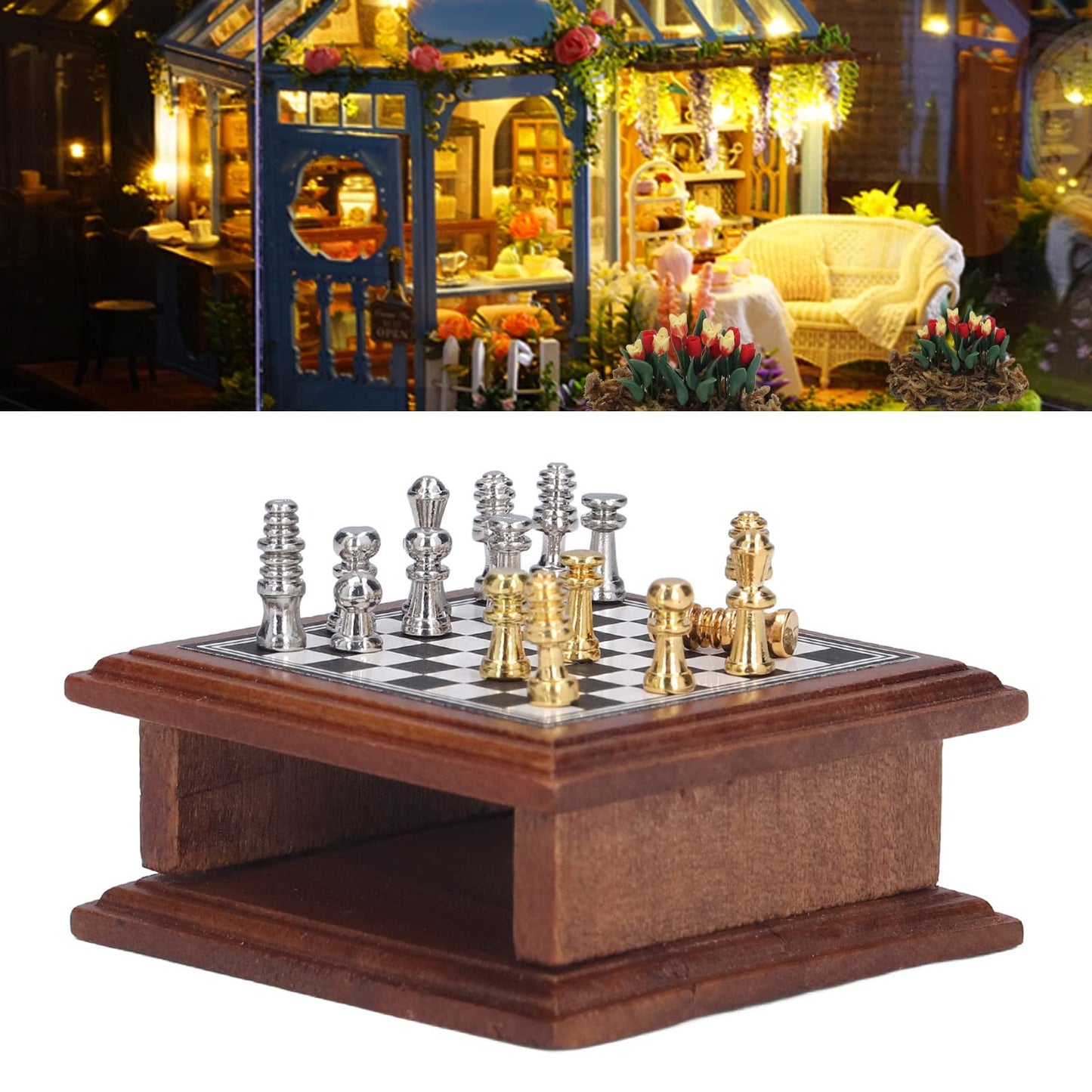 Juego de Mesa de ajedrez, Juego de ajedrez en Miniatura Mini colección de decoración Exquisita para el hogar