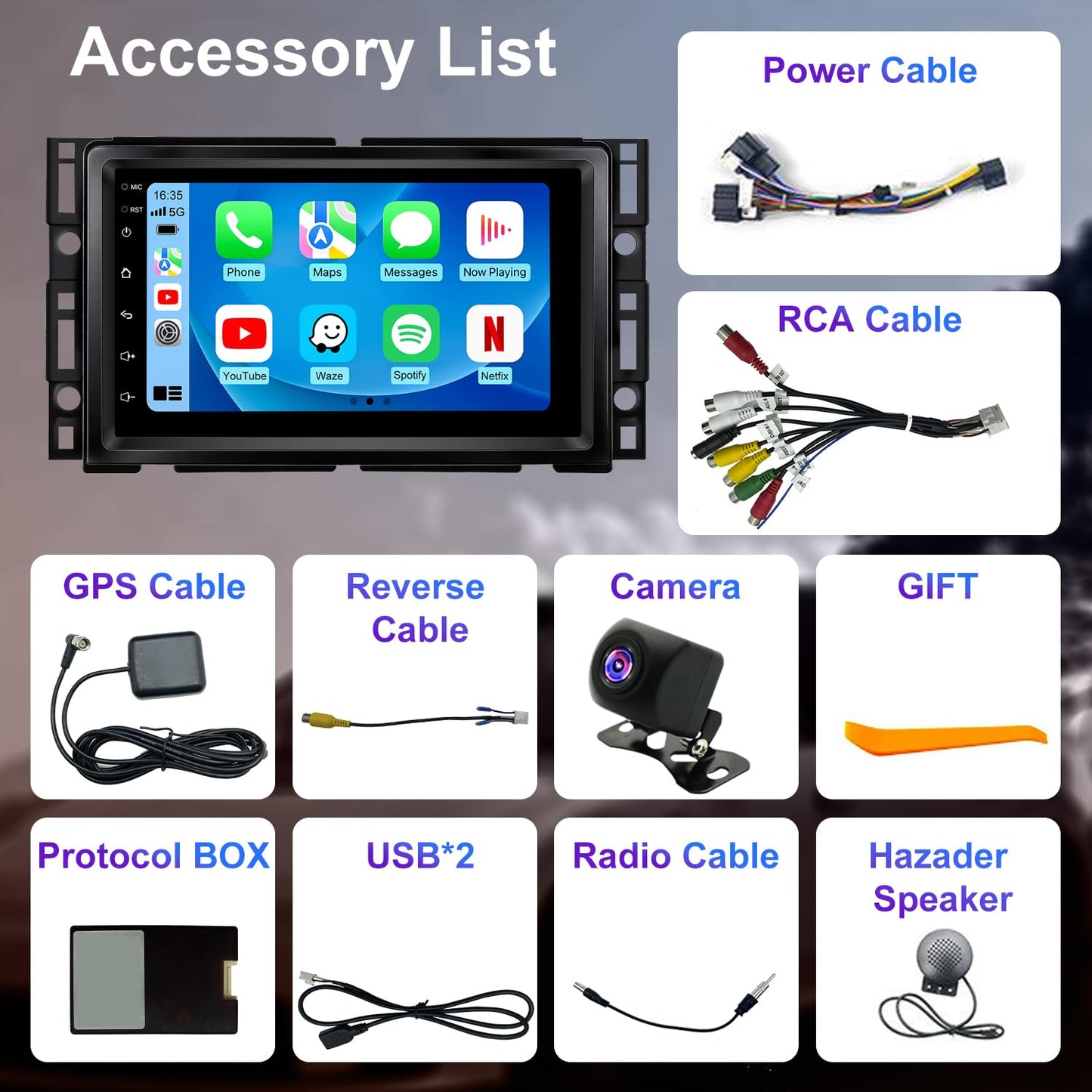 Actualización de Radio para Automóvil 5G WiFi para Chevy Chevrolet Malibu 2008 2009 2010 2011 2012, Principal Estéreo con Pantalla Táctil de 7 Pulgadas con CarPlay Inalámbrico, Android Auto, GPS